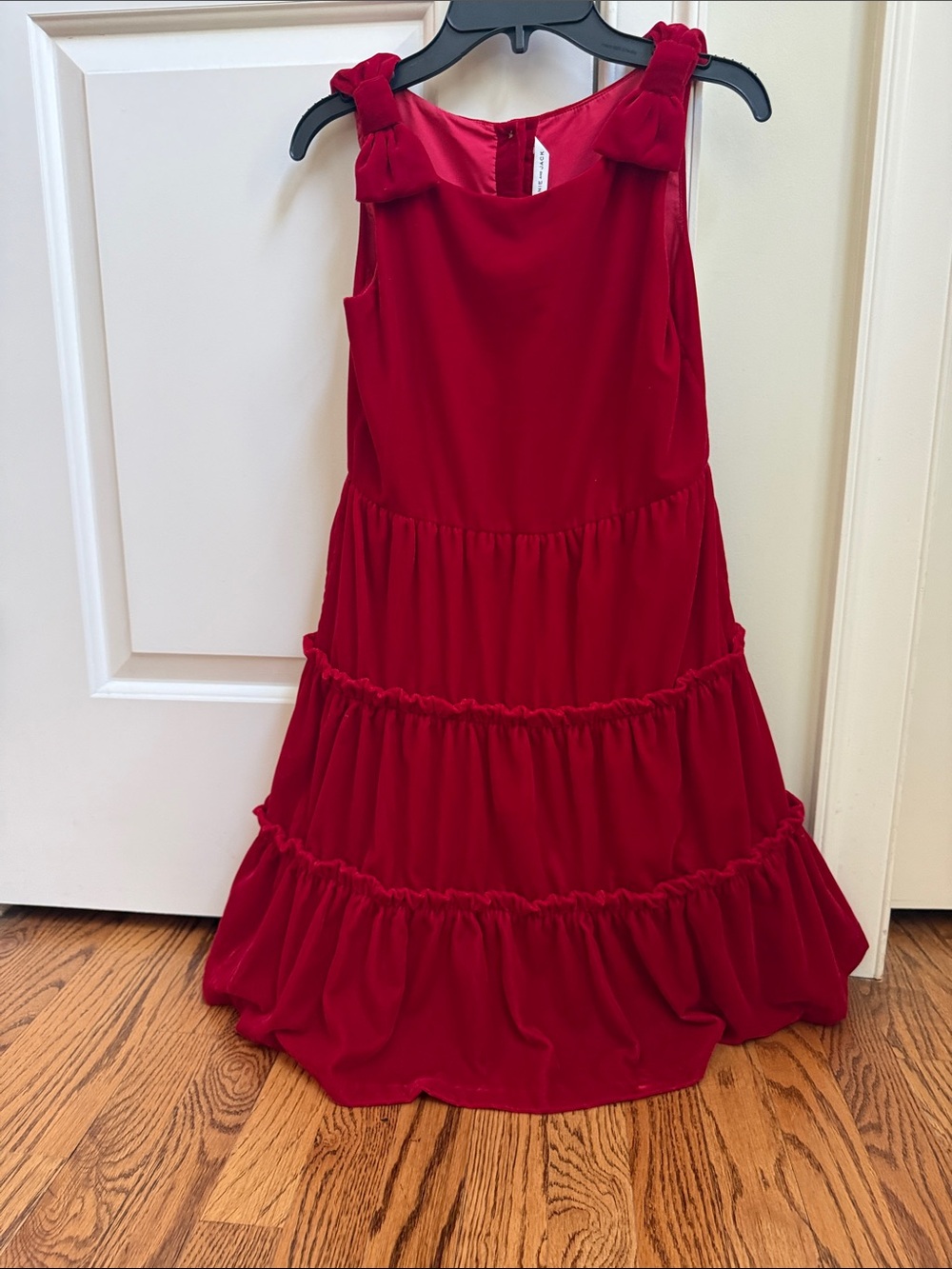 Janie and Jack Red Tiered Bow Shoulder Dress